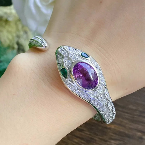 Luxury Charm Amethyst Snake Bracelets For Women