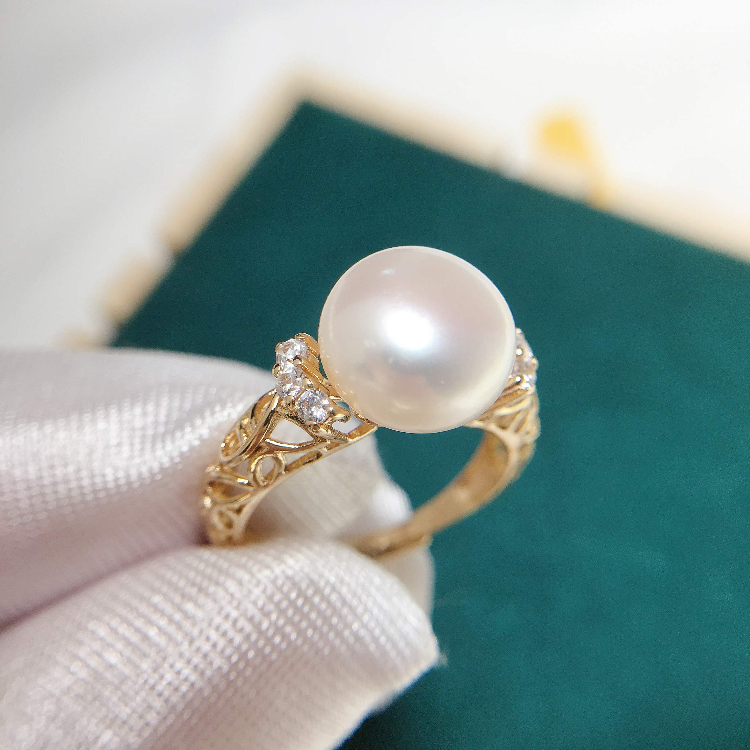 New Fine Pearl Ring 100% Real Natural Freshwater Pearl Design Ring