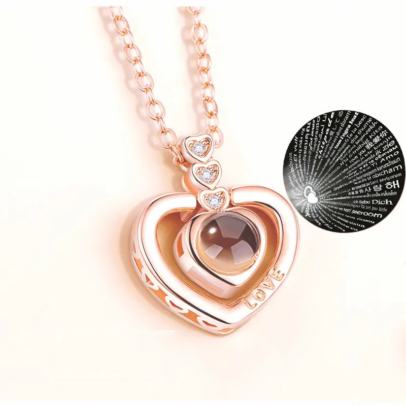 Projection Necklace With Lifting Rose Gift Box