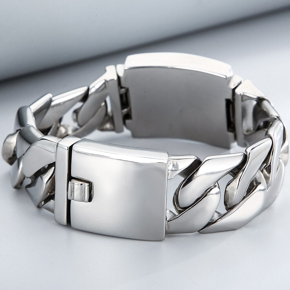 24/30MM Wide 316L Stainless Steel Curb Cuban Chain Bracelet for Men