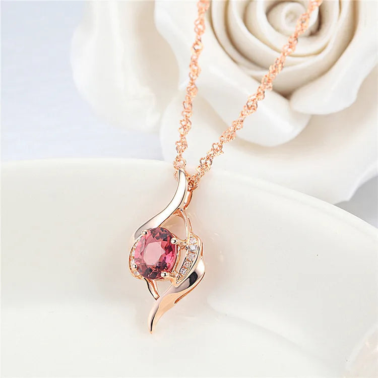 Luxury Red Zircon Pendant Necklace With Apple Gift Box Fashion Jewelry For Women