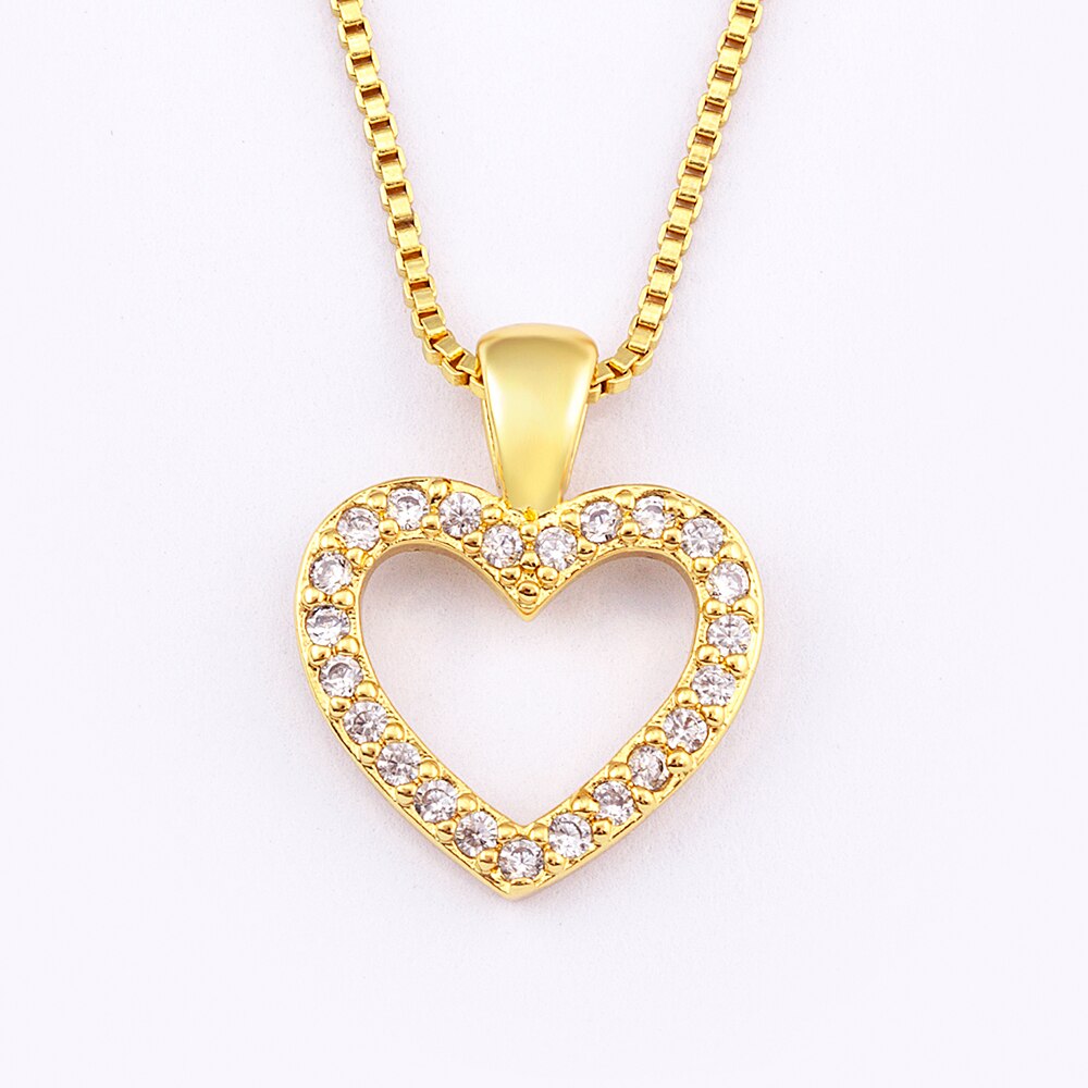 Classic Heart Shape Inlaid Shiny Rhinestone Gold-Plated Pendant