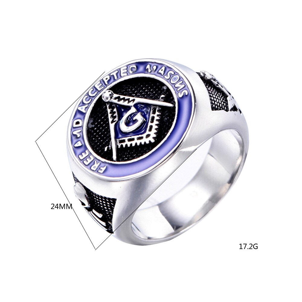 Vintage Letter G Stainless Steel Masonic Ring For Men