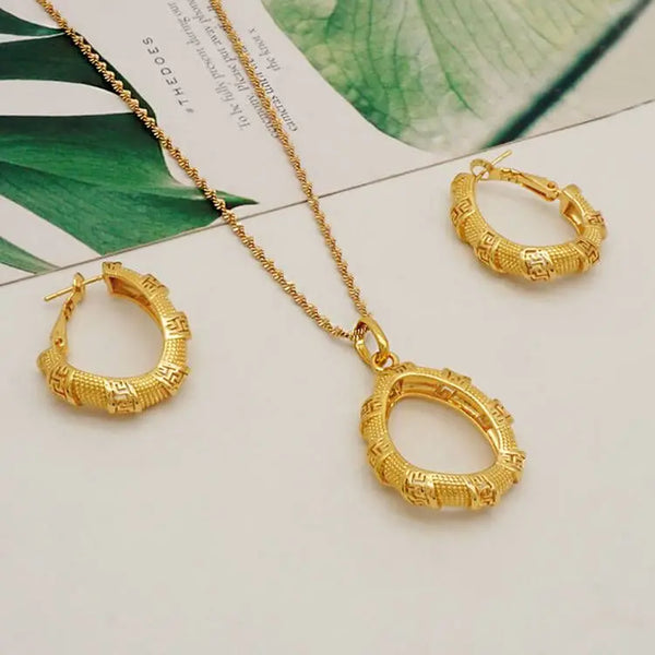 New Design Long Chain Gold Color Jewelry Sets Rhinestone African Women