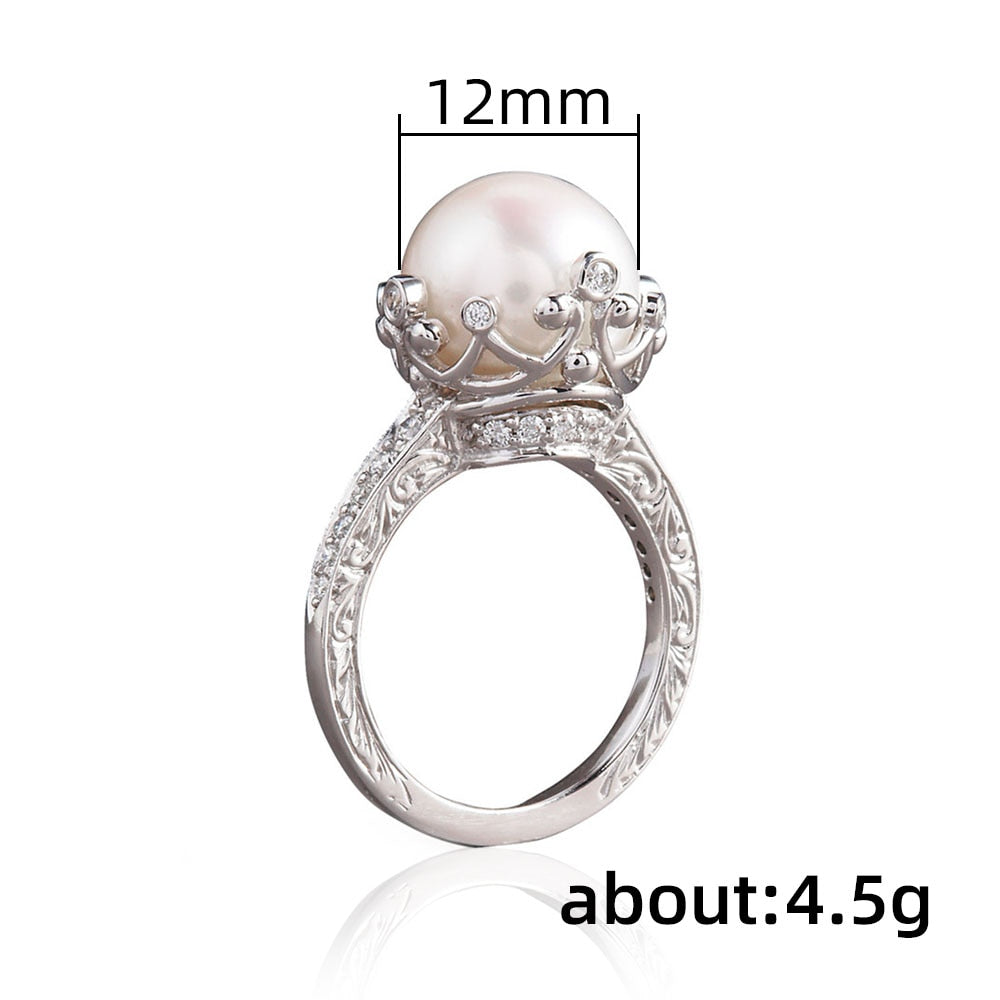 Fashion Luxury Simulated Pearl Engagement Rings for Women