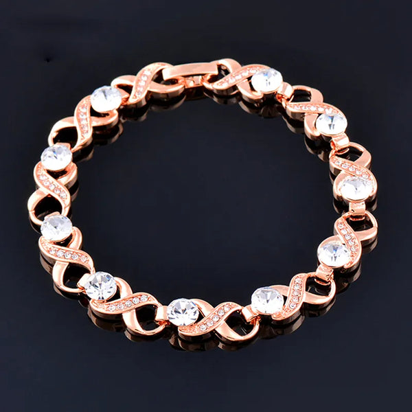 Women Love Infinity Round Rhinestone Bracelet