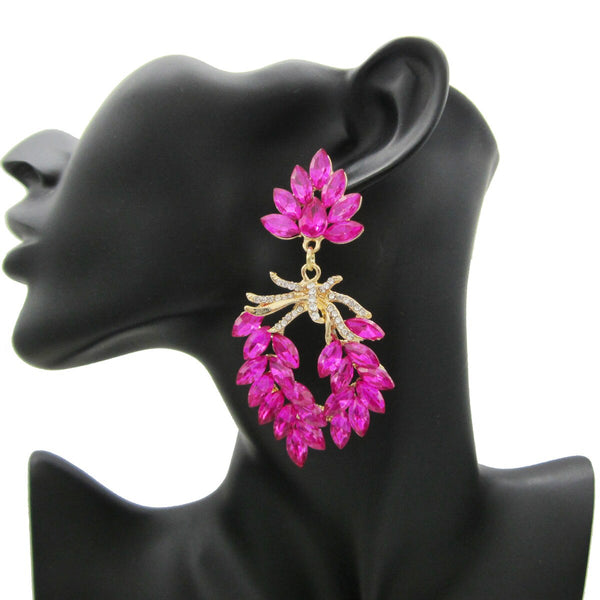 New Arrivals Boutique Leaf Crystal Drop Earrings for Women