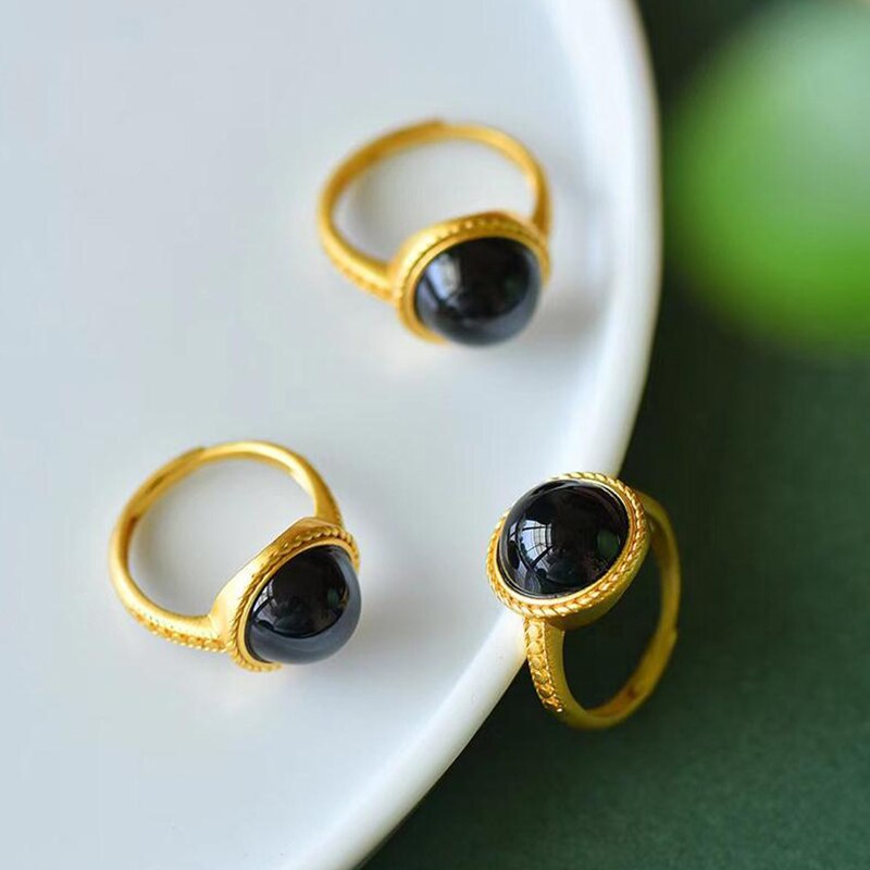 Natural Black Onyx Ring