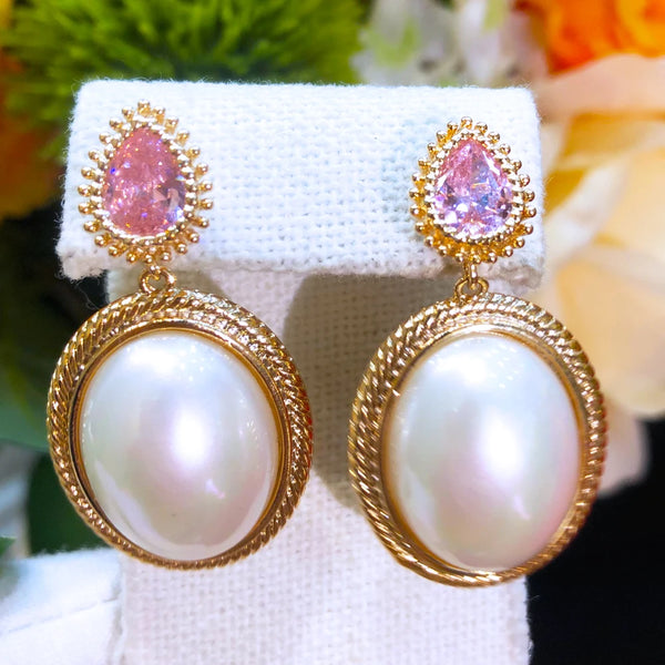 New Boho Charm Ins Style Summer Round Pearl Earrings for Women