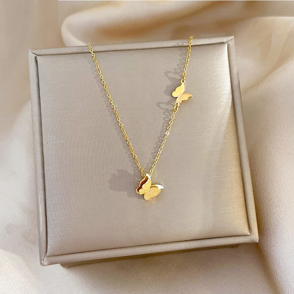 316L Stainless Steel Charming Butterfly Pendant Necklace for Women