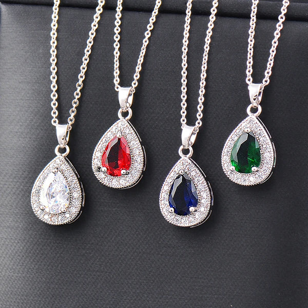 Classic Waterdrop Silver Color Stainless Steel Necklace For Women