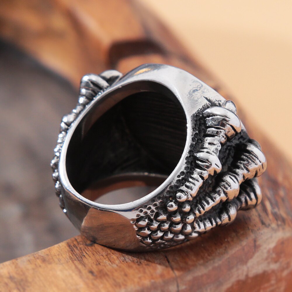 Vintage Stainless Steel Dragon Claw Ring Men