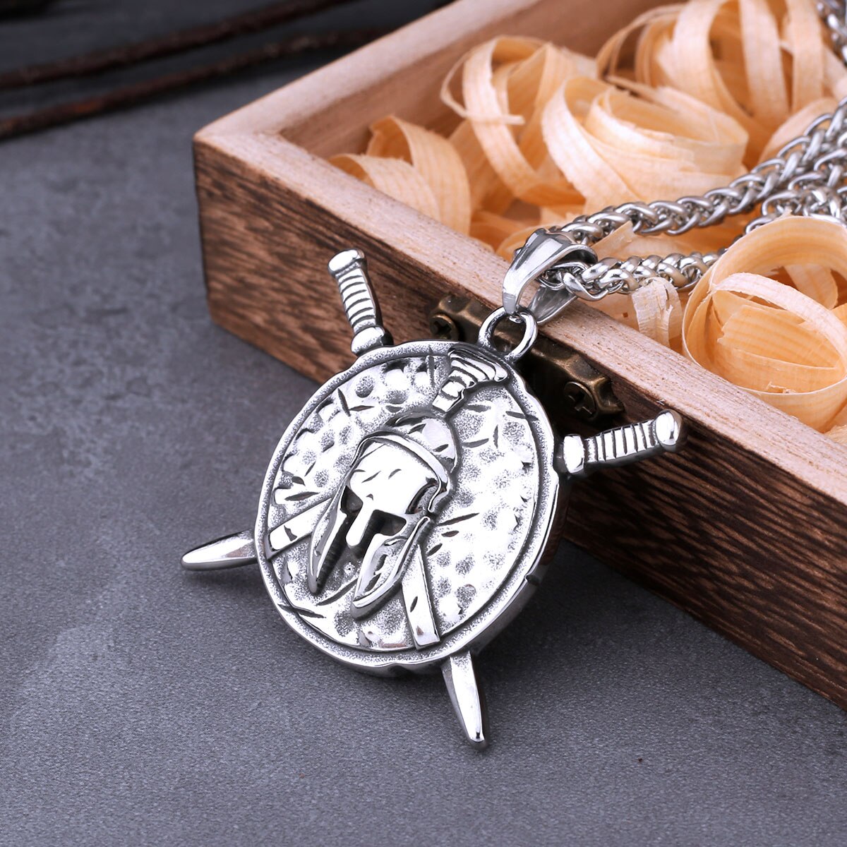 Nordic Viking Warrior Sword Shield Necklace Men's