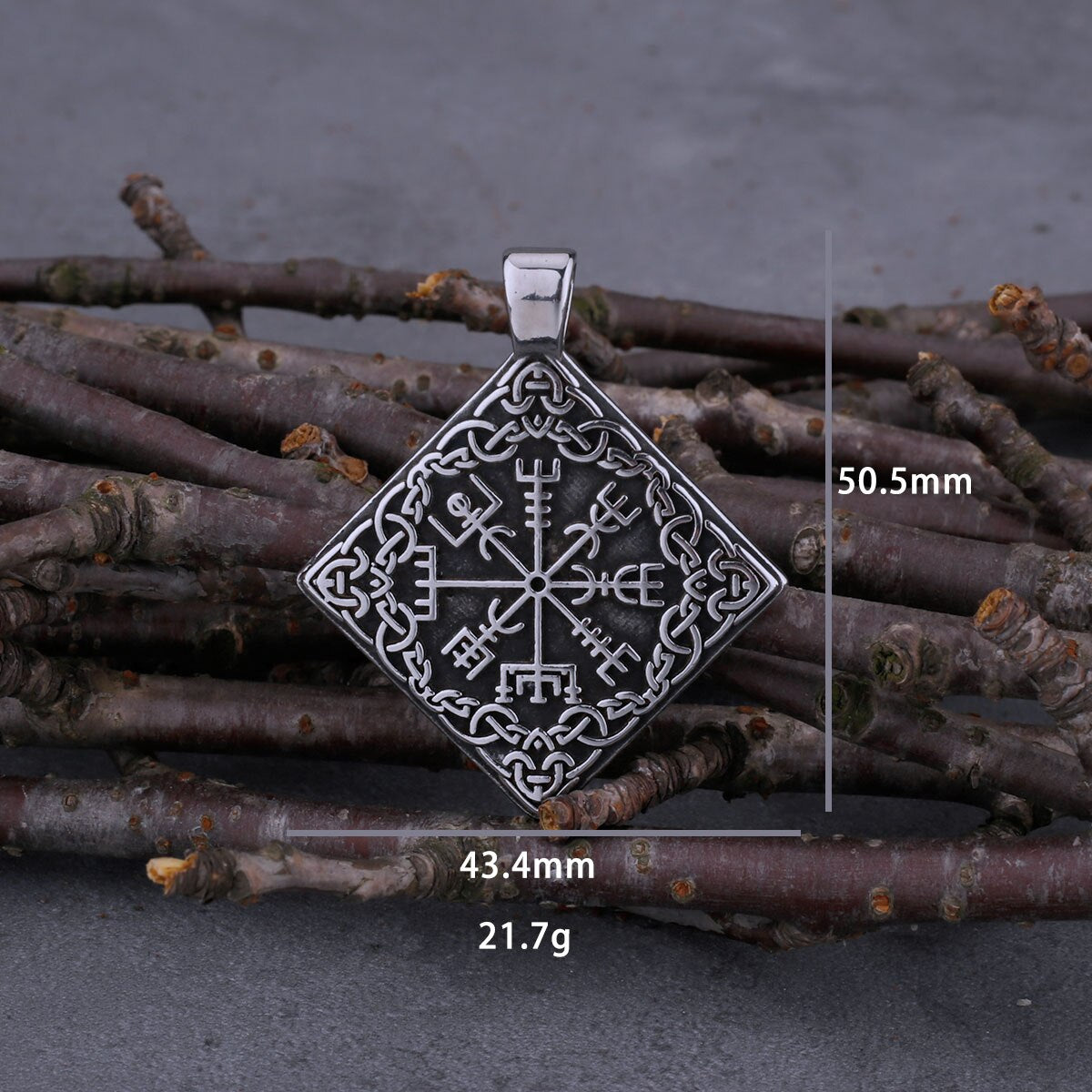 Road Sign Viking Compass Necklace "Viking Vegvisir" Amulet Stainless Steel Pendant