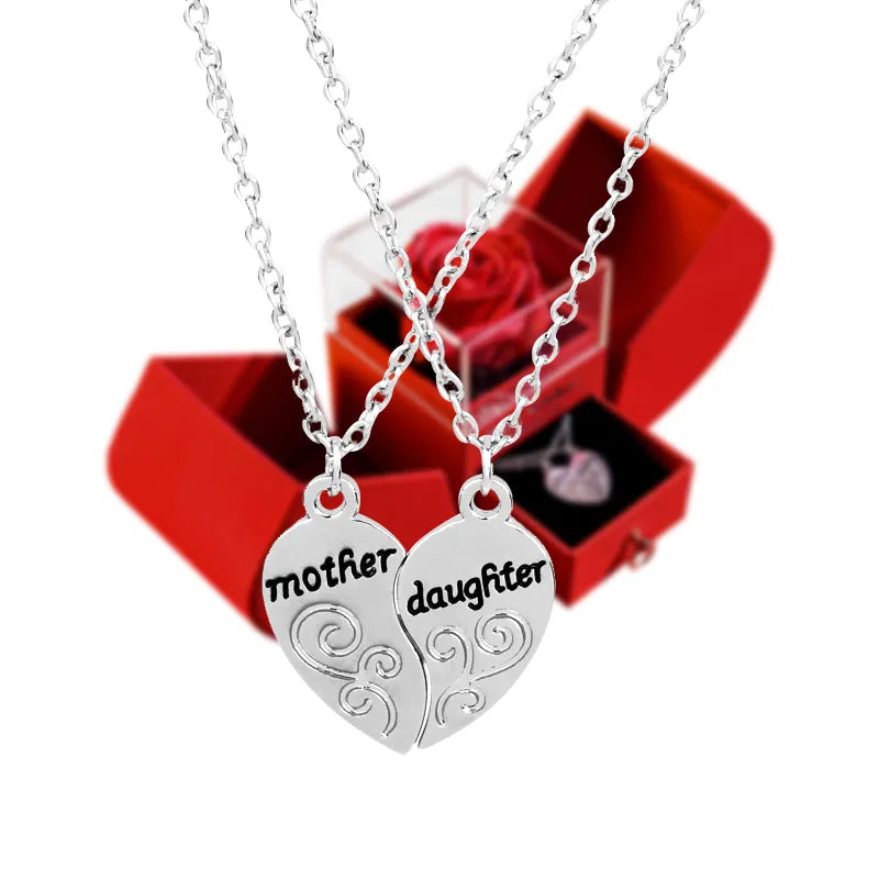 Two-Part Mother and Daughter Necklace Flower Apple Jewelry Box