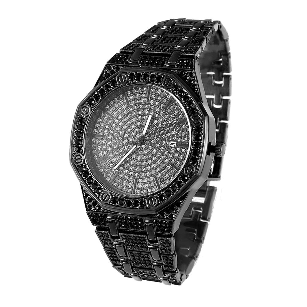 CZ  Iced Out Diamond Watch Quartz Gold HIP HOP Watches