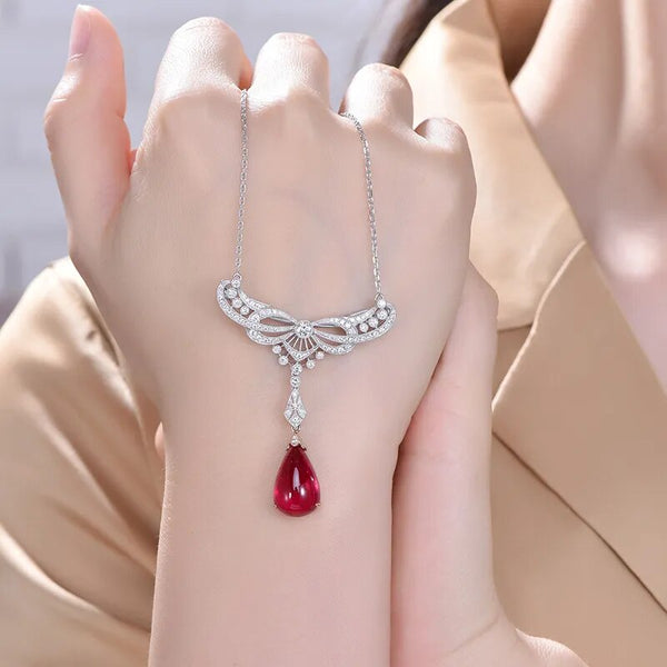 New Fashion Imitated Ruby Red Stone Pendant Necklaces