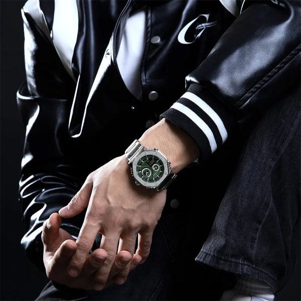 Men's Watch Fashion Waterproof Stainless Steel Quartz Wristwatches Multifunctional Analog Alarm Clock