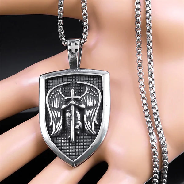 Saint Michael Archangel Knight Necklace for Women Men