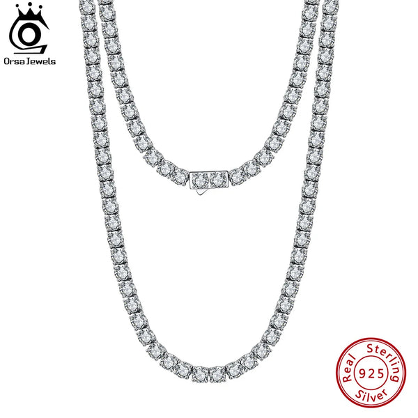 925 Sterling Silver 3mm Tennis Chain Necklace for Women