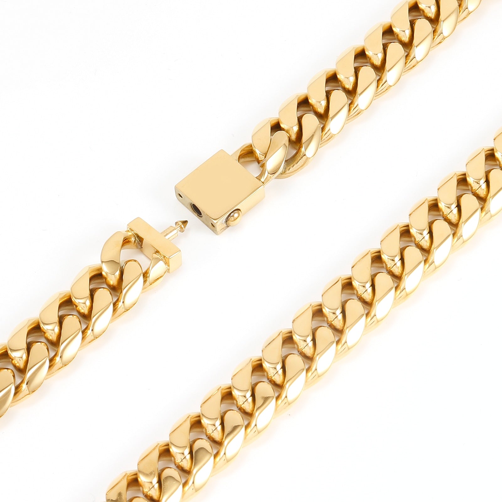 16mm Golden Miami Curb Cuban Link Chain for Men Women