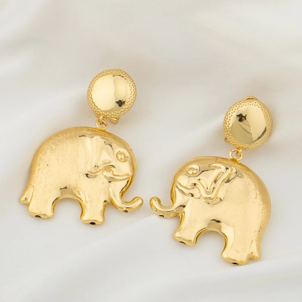 Copper Gold Plated Earrings Necklace Dollars Elephant Pendant