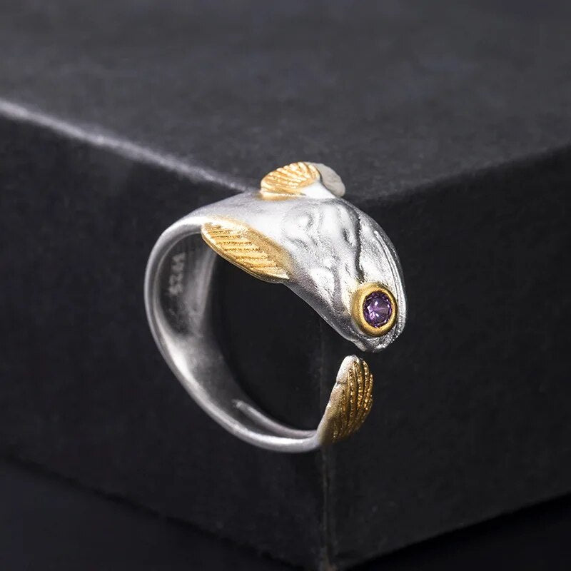 Vintage 100% 925 Sterling Silver Arowana Ring For Men