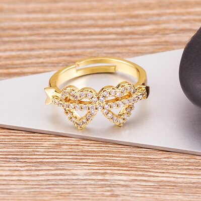 Simple Heart Shape Female Cute Finger Open Adjustable Rings