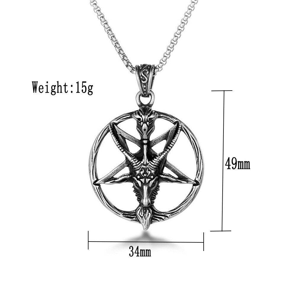 Retro Fashion Pentagram Satan Sheep Necklace For Men