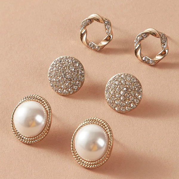 3 Pairs Stud Earrings For Woman