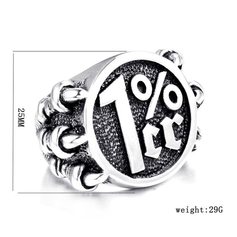 Cool Male 1%er Biker Ring Heavy Metal Stainless Steel Dragon Claw Ring Men