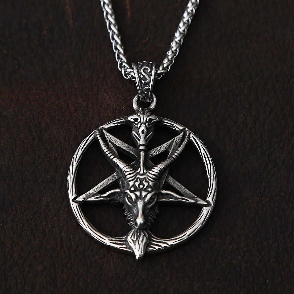 Retro Fashion Pentagram Satan Sheep Necklace For Men