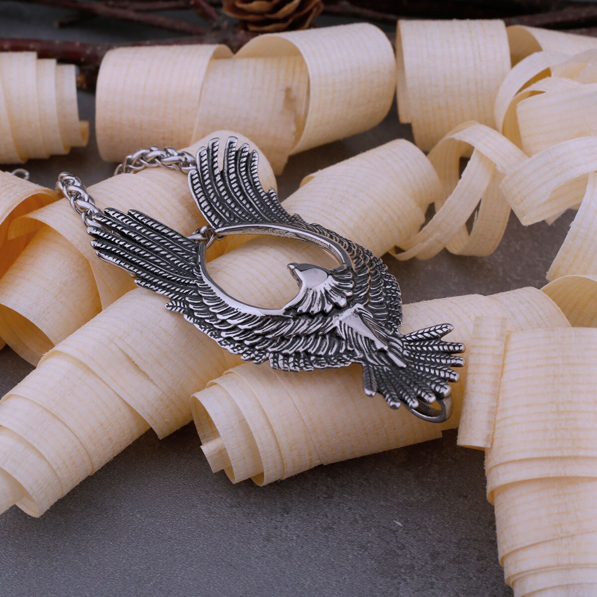 Stainless Steel Retro Wings Eagle Necklace Men's