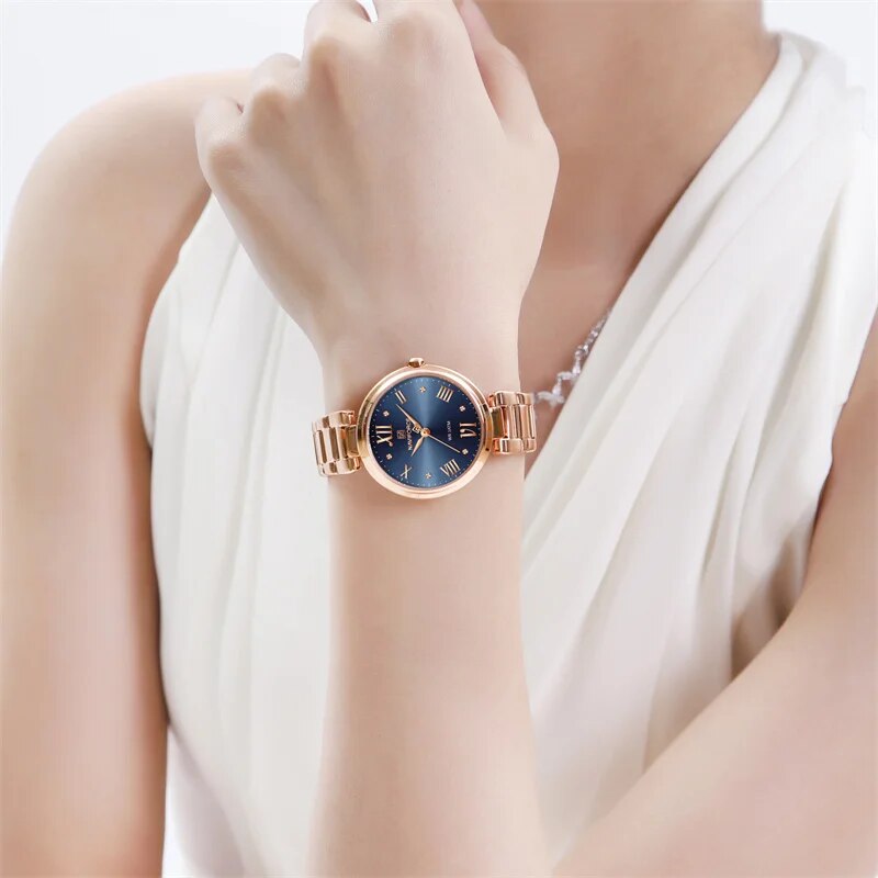 Luxury Brand Watches For Women Fashion Stainless Steel Waterproof Quartz Wristwatch