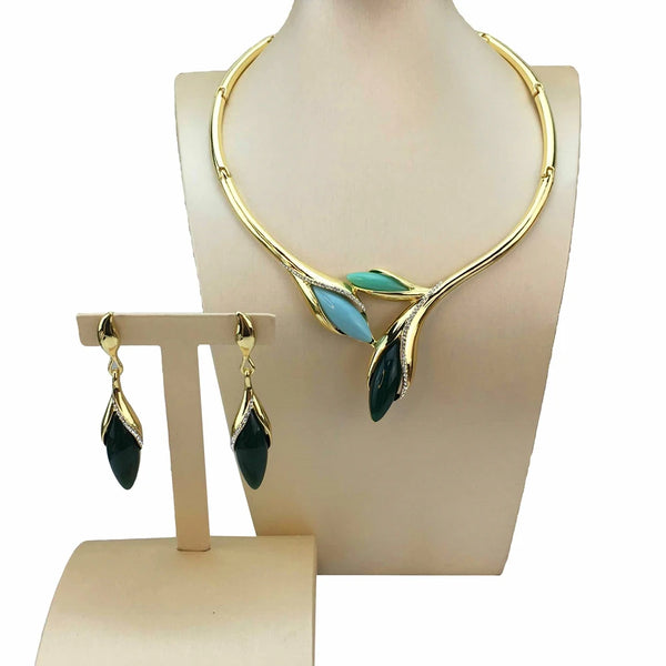 New Jewelry Dubai Costume Jewelry Colorful Stones Necklace  for Women