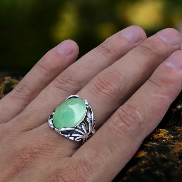 Vintage Natural Stone Jades Rings For Women