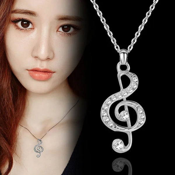 Lovely Musical Note Guitar Pendants and necklaces Rose gold silver color Necklace