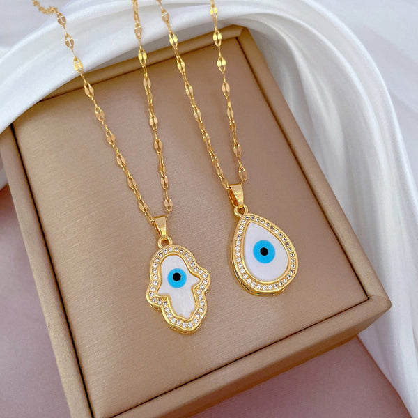 Gold Plated Turkey Blue Evil Eye Pendant Neckalce For Women