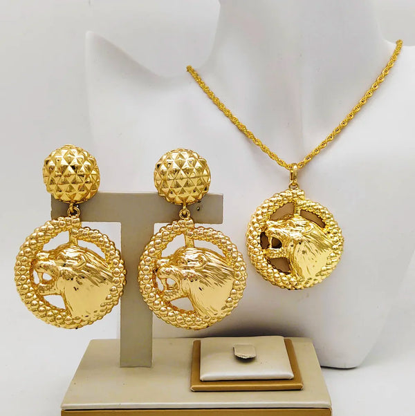 Dubai Gold Color Jewelry Sets For Women Drop Earrings Pendant Set For Women