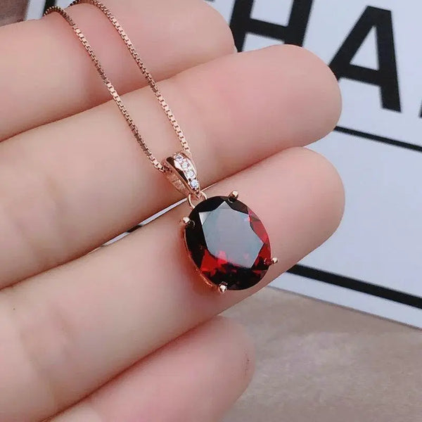 New Garnet Pendant Simple Clavicle Ruby Necklace Girls' Day Holiday Gift