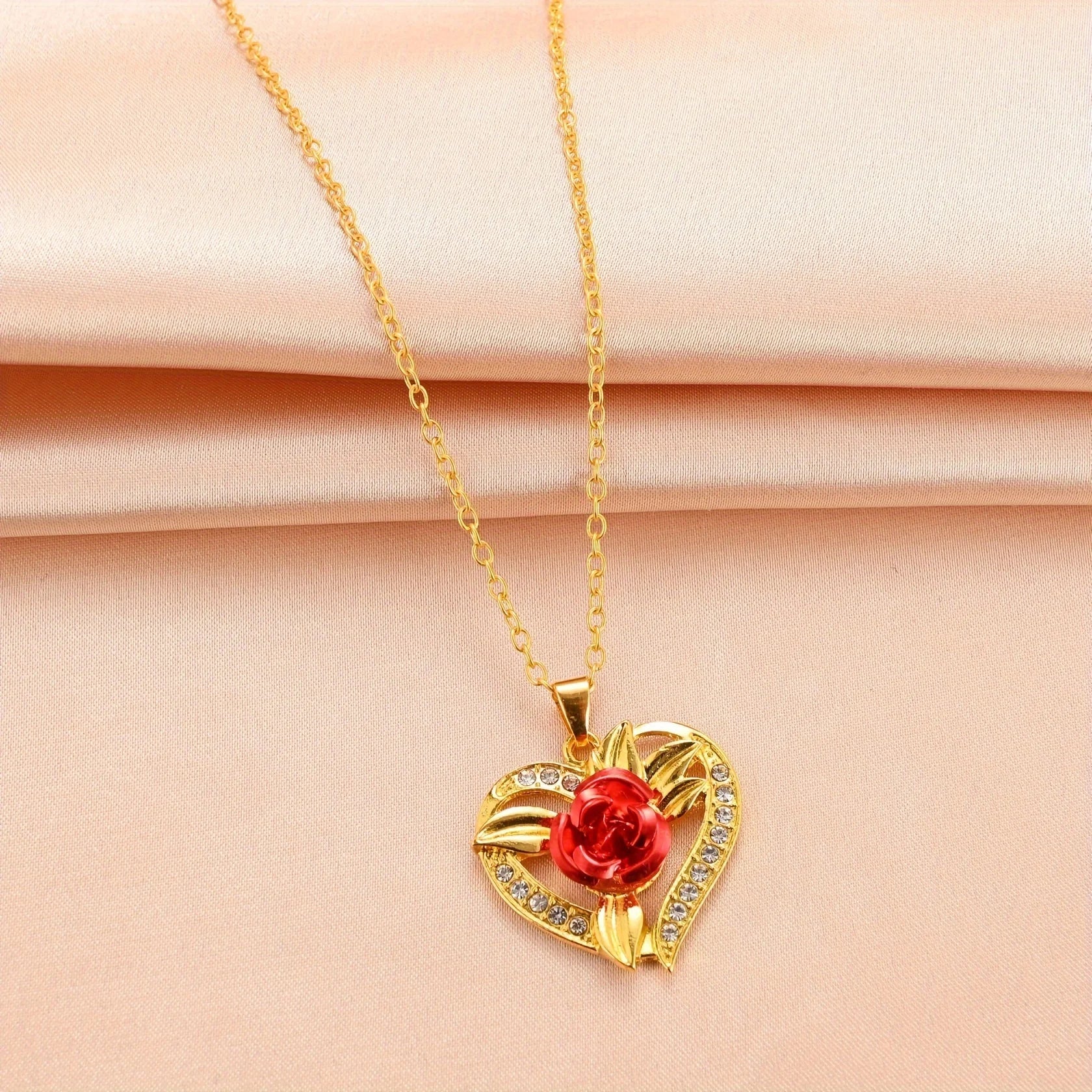 Rose Heart Pendant Necklace With Preserved Flower Rose Gift Box For Women