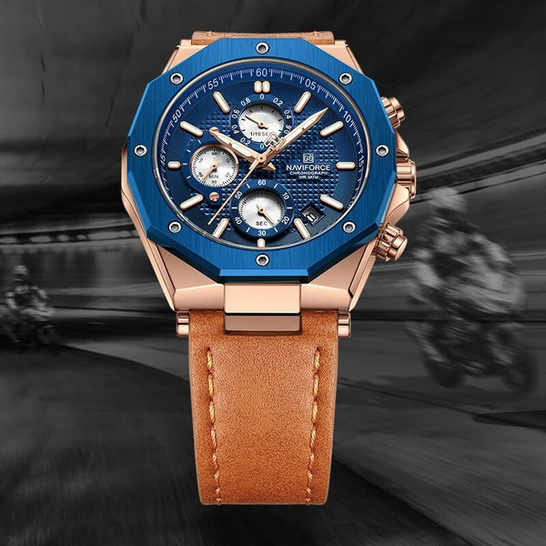 Luxury Fashion Multifunction Men's Watches Genuine Leather Quartz Male Clock