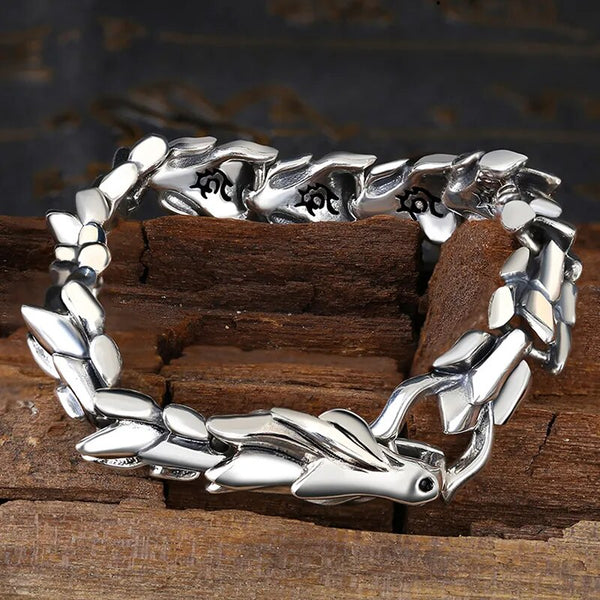 Silver Color Dragon Bracelet Men Domineering Personality Trendy Retro Men's