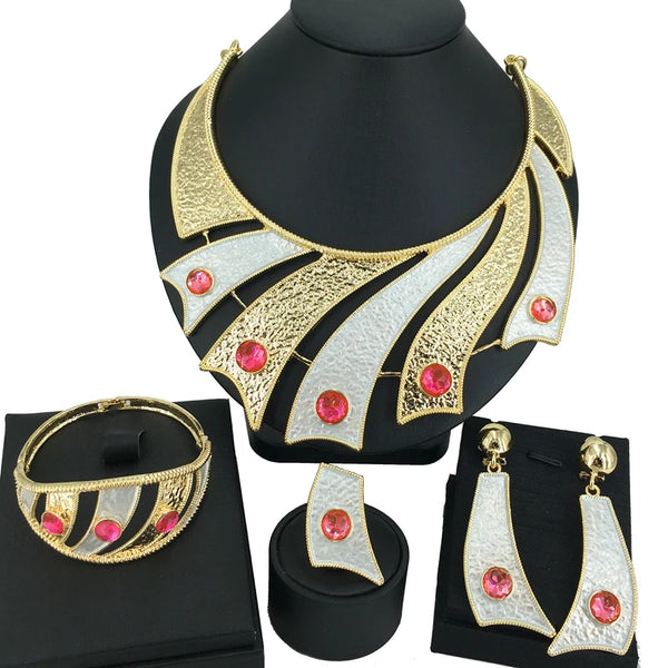 18K Italian Gold Plated Colorful Design Jewelry Dubai Gold Plated Big Elegant Jewelry for Women