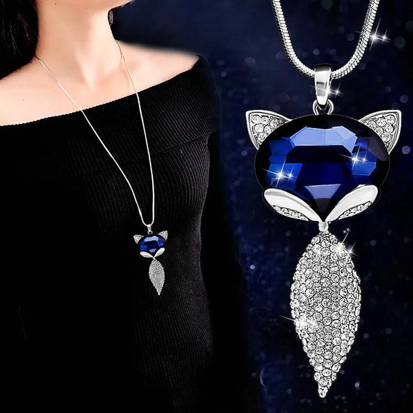 Fashion Fox Blue Cubic Zirconia Pendant Necklace For Women