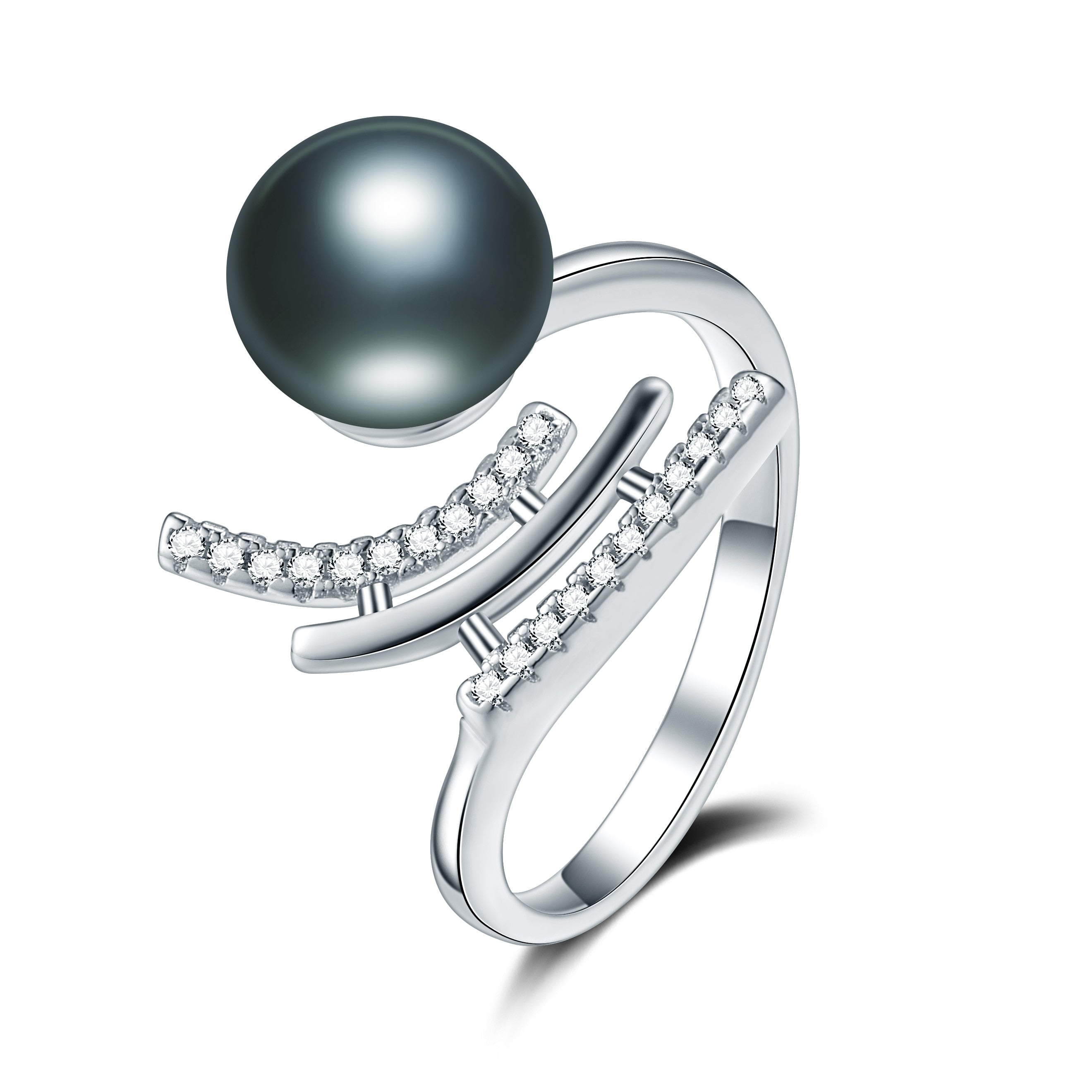 Real Natural Black Pearl Ring For Women