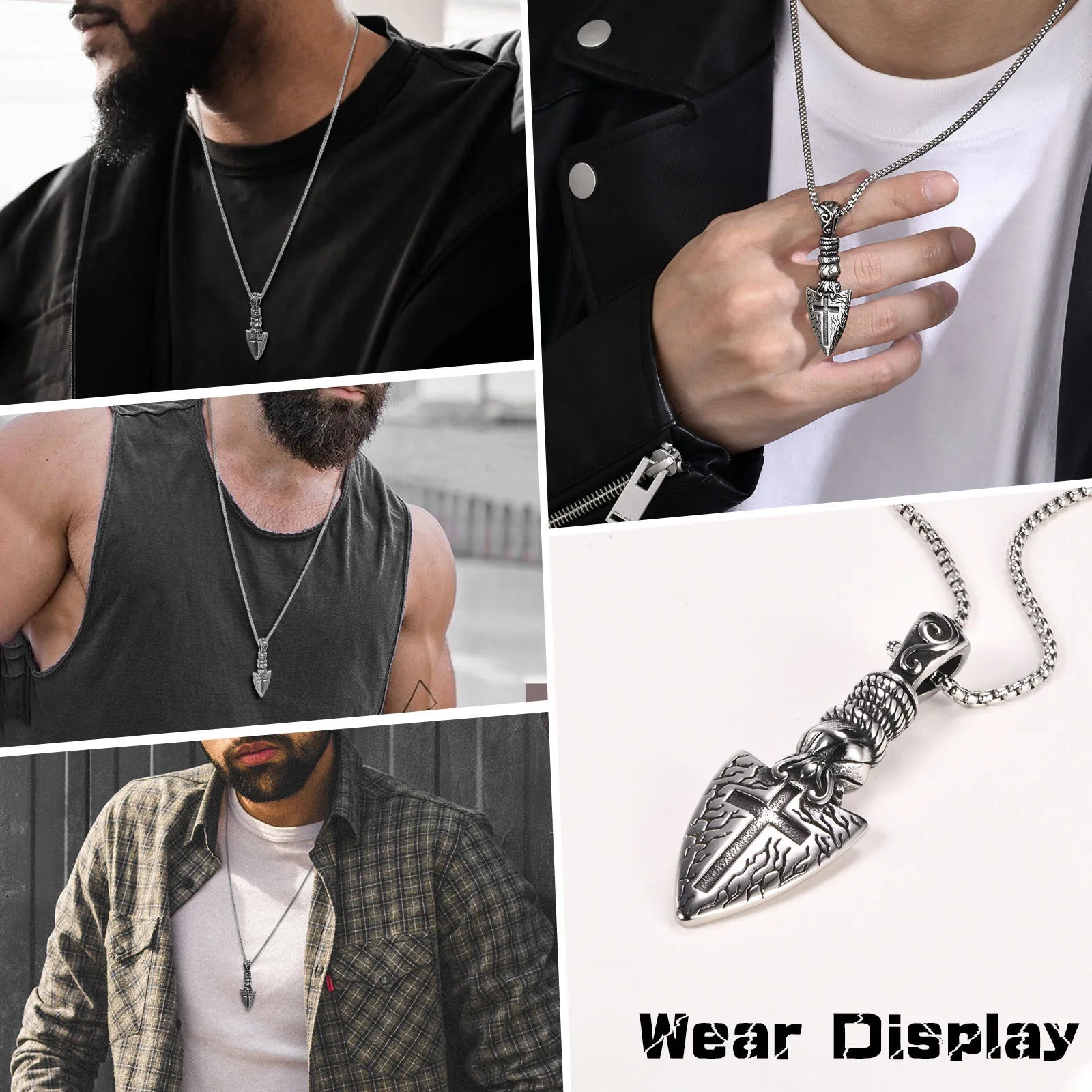 Mens Retro Arrow Headed Pendant Necklaces