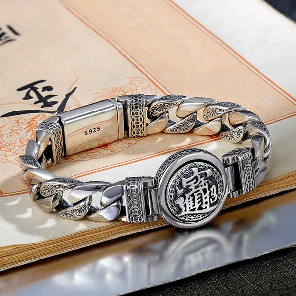 New Domineering Men's Six-character Mantra Turntable Large Bracelet