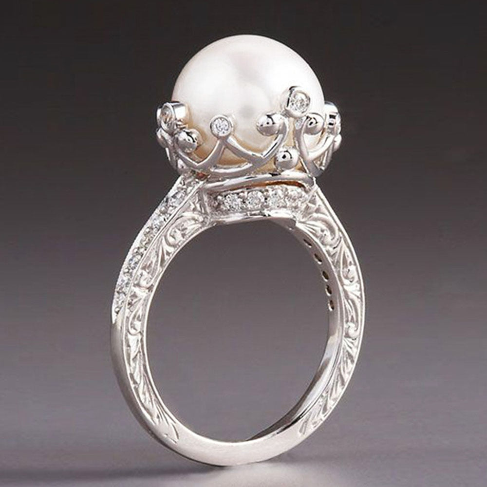 Fashion Luxury Simulated Pearl Engagement Rings for Women