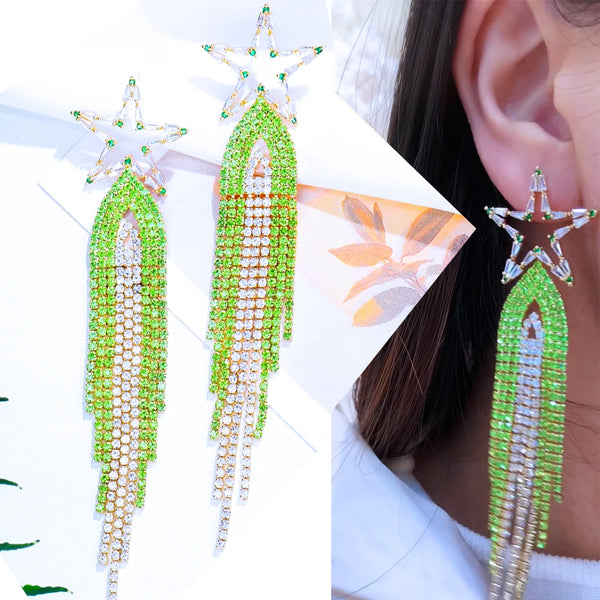 Brand Trendy Gorgeous Shiny Tassel Pendant Earrings for Women Girl